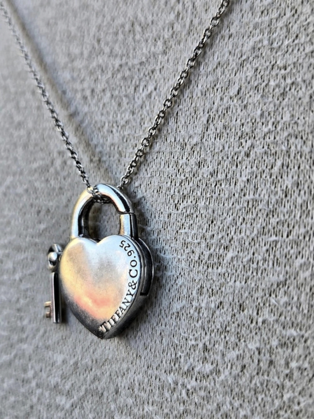 Tiffany & Co. Return to Tiffany Heart Tag Lock and Key Necklace. Sterling Silver